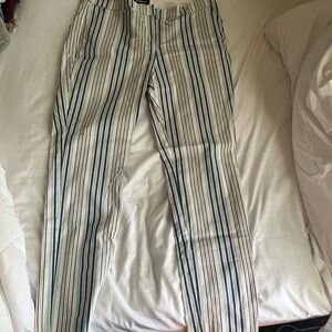 Express Black and White Striped Women's Trousers